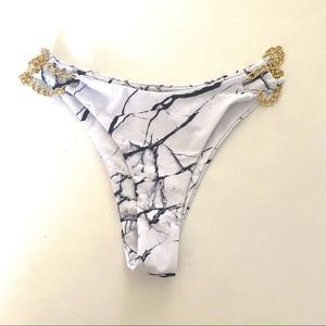 Marble Print Women's Bikini Bottoms Size L New